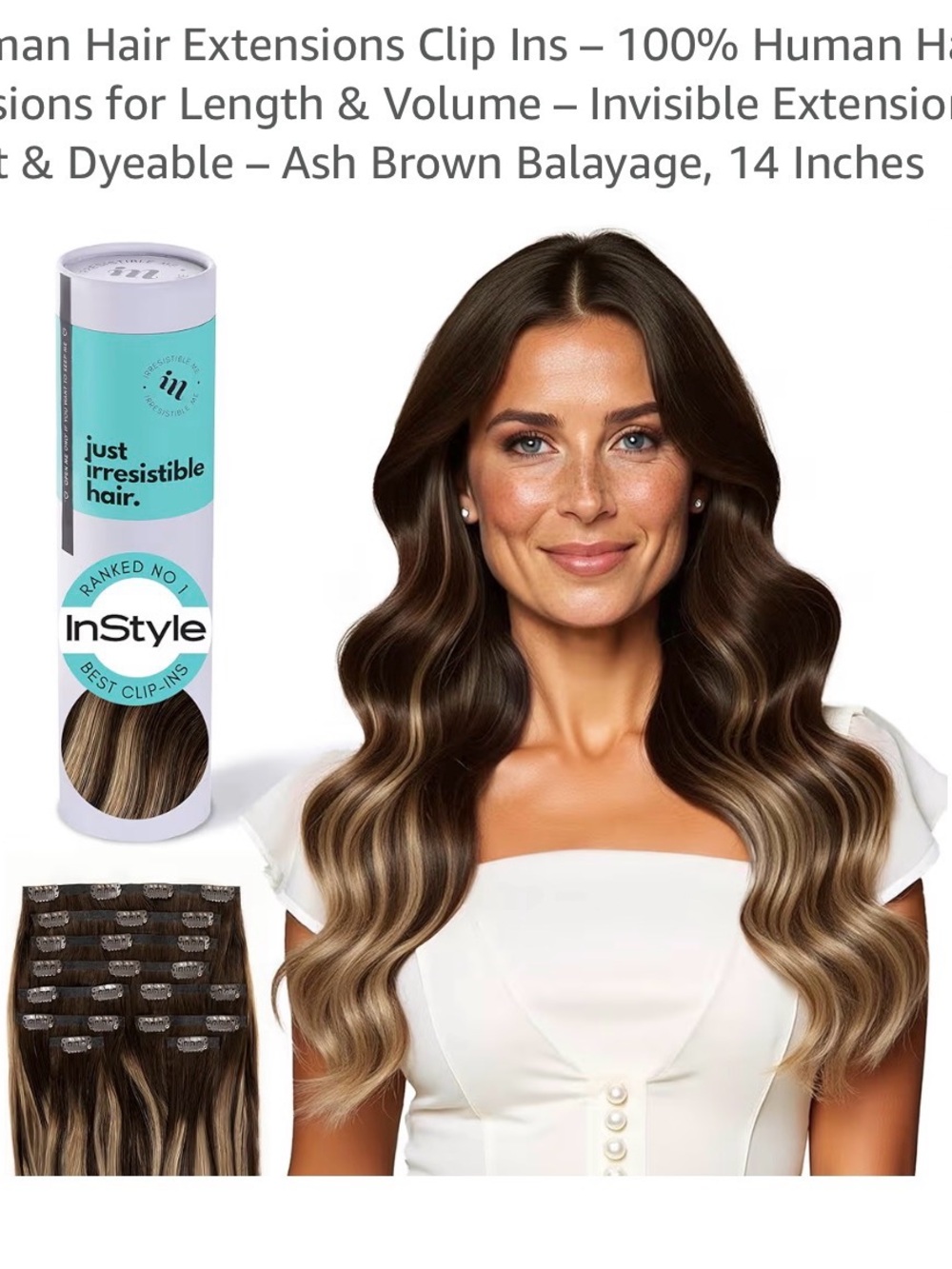 Seamless Clip-In Hair Extensions in Black with Light Brown Highlights - Picture 5 of 5